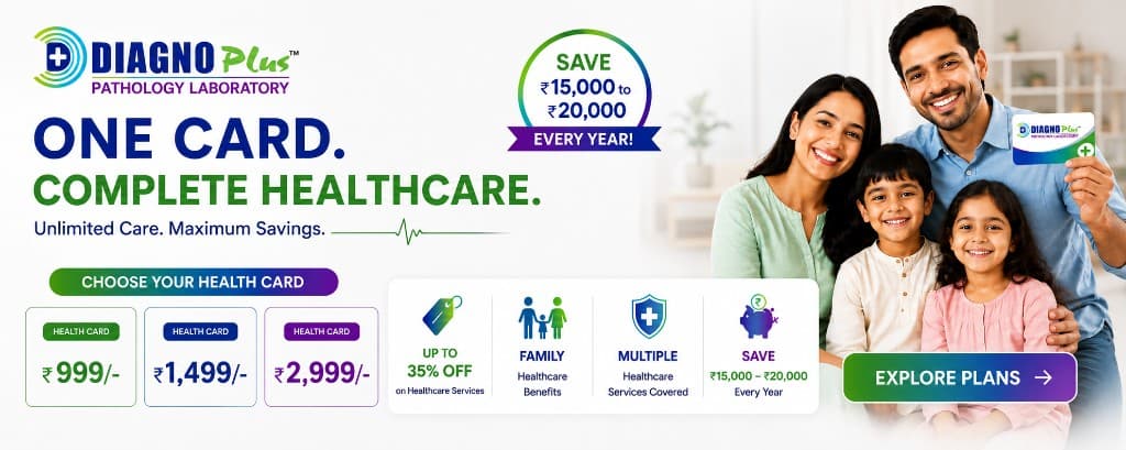 Diagnoplus Health Card — One card, complete healthcare. Explore plans from ₹999.